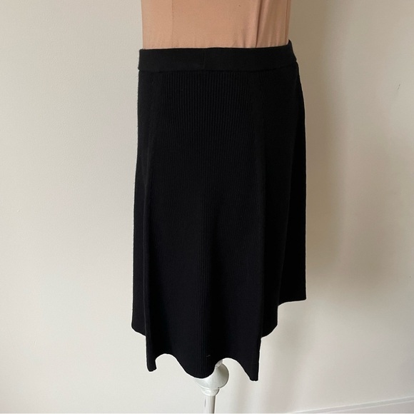 Theory Arryn Prosecco Viscose Knit Ribbed Black A Line Mini Skirt EUC Size XS - Picture 5 of 12